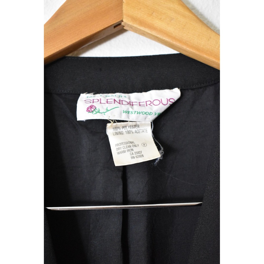 Splendiferous Patchwork Evening Jacket Womens L Black 70s Brocade Art Wear - Picture 5 of 6